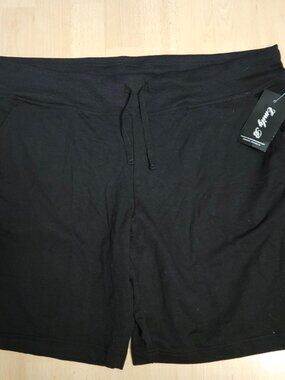 Emily B Womens XL Black Lounge Shorts NWT Drawstring Pockets Soft Knit wp68